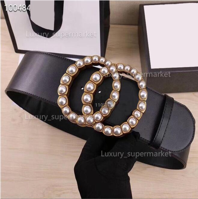

Designer Fashion luxury large pearl buckle belt ladies 7 cm variety of waist buckle wholesale AAA4, Belt and box