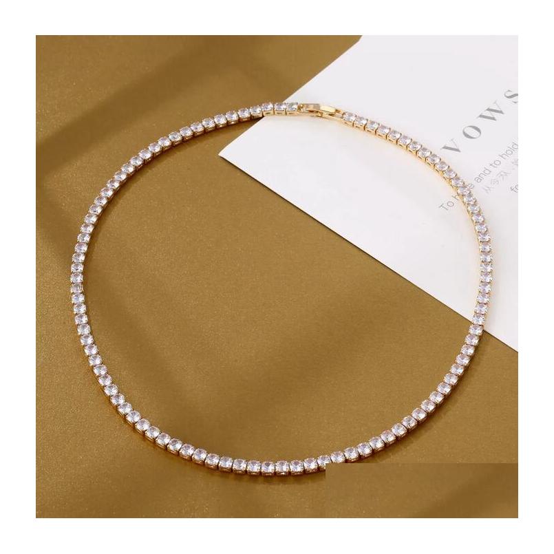 

Chains Tennis Chain Hip Hop 18K Gold Filled White Cubic Zircon Cz Diamond Gemstones Necklace Gift Drop Delivery 2021 Jewelry Necklac Dhjlo
