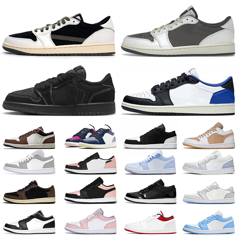 

TS x Reverse Mocha Shoe Black Phantom Jumpman 1 Low Basketball Shoes Men Women Olive Fragment Mighty Swooshers Pink Bleached Coral Reverse Mochas Sneakers Big Size 12, 36-46 travis scotts x fragment