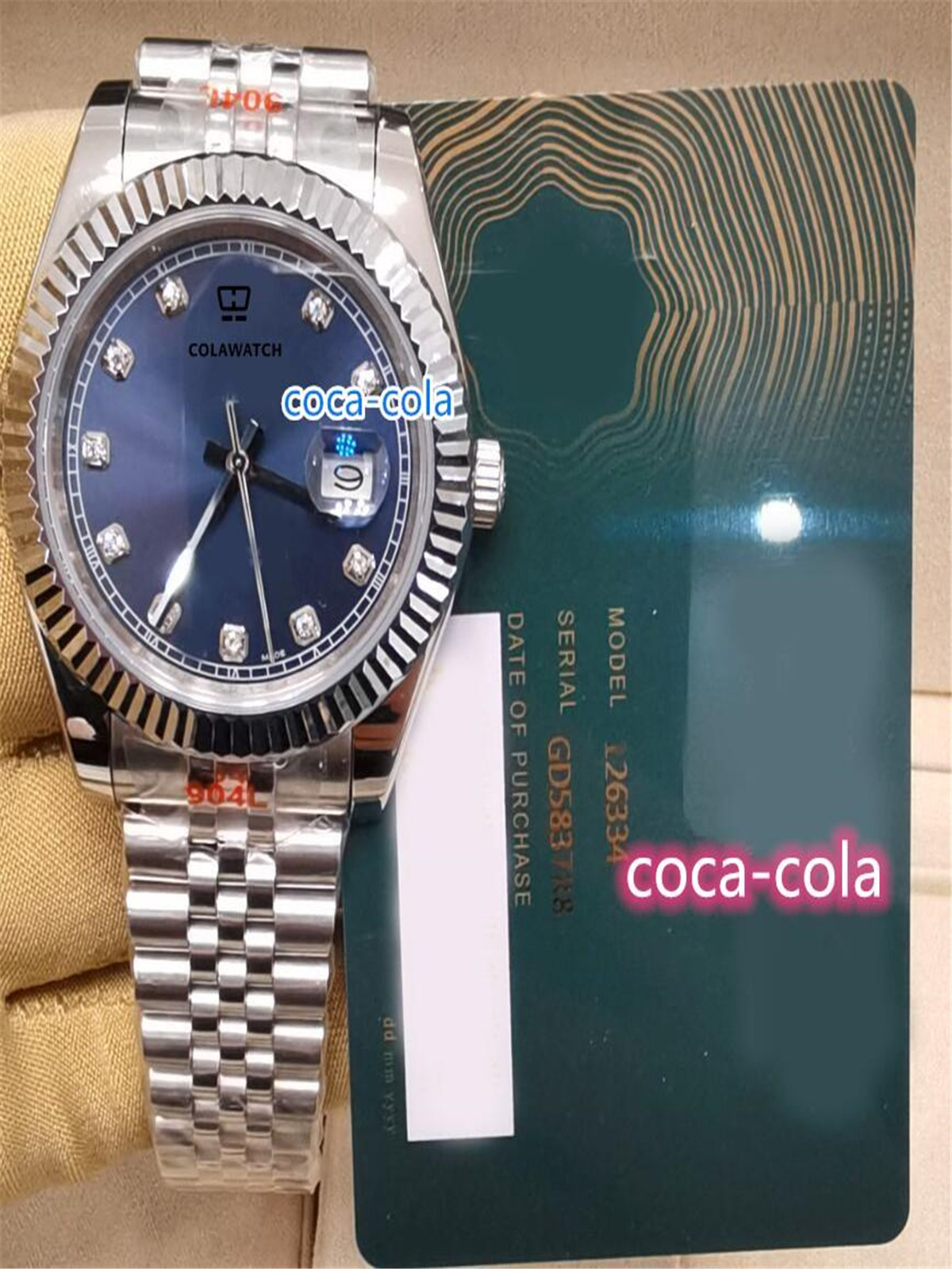 

Datejust watch 41 Steel & 18k White Gold Bezel Blue Diamond Dial Watch 126334