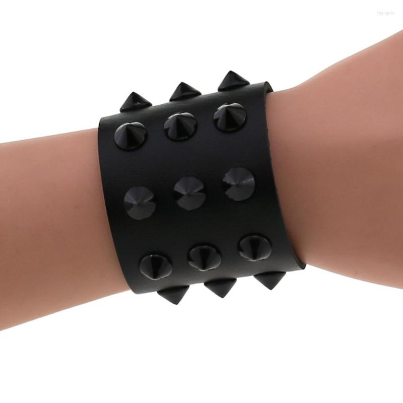

Bangle Gothic Punk Hip Hop Rock Spike Rivet Black Stud PU Leather Wristband Bracelet
