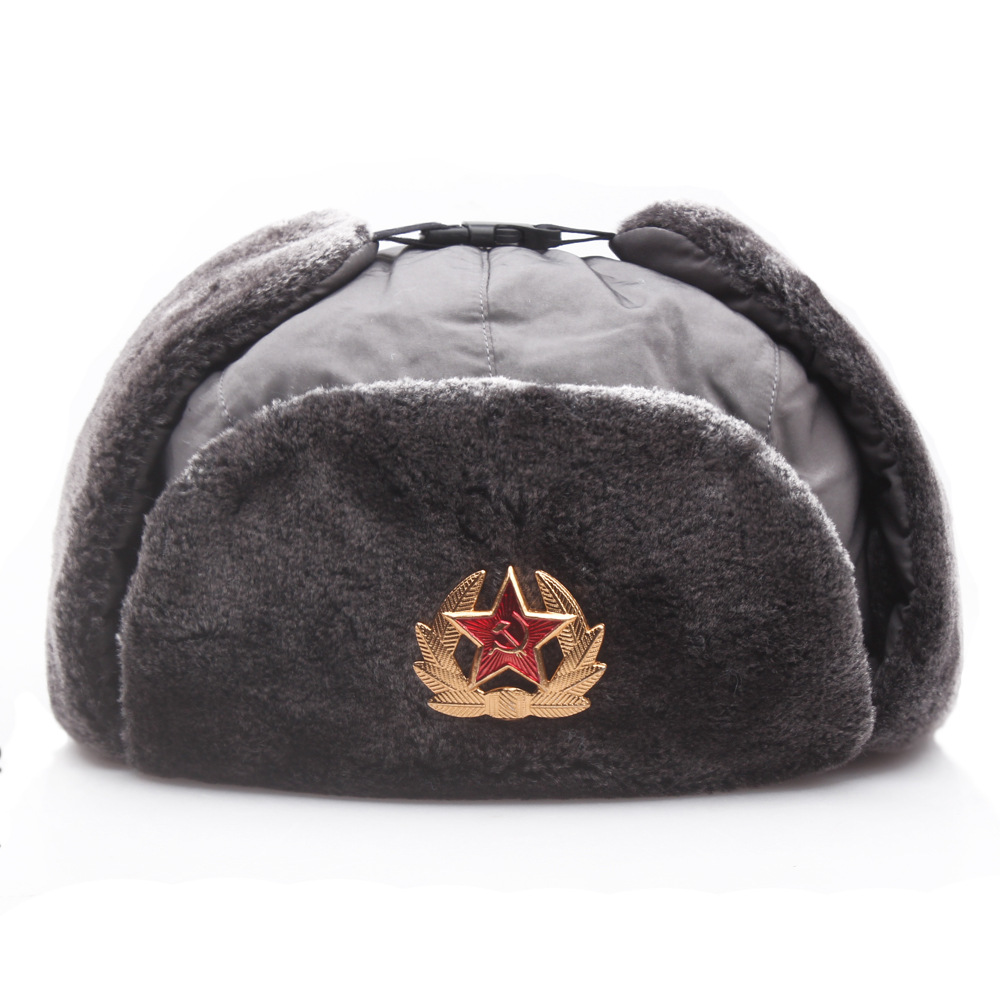 

Soviet Union badge Lei Feng hat waterproof outdoor hats for men women Thickened ear protection Russian warm hat 230, Grey