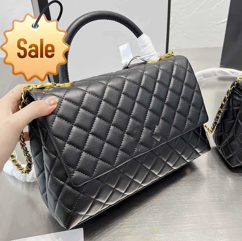 

Luxury Designer Shoulder Bags 2023 Women's Gold Hardware Shoulder Strap Fashion Handbags High Quality Calfskin Caviar Shoulders Crossbody Bag Factory Direct Sales, Black
