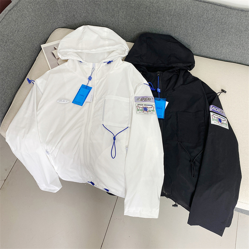 

Mens Jackets Summer ADER ERROR Pocket Drawstring Little Monster Sunscreen Clothing Men Women Thin Breathable Hooded Long Sleeve Jacket 221129, Black