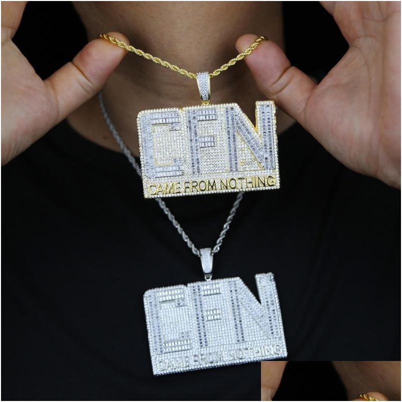 

Chains Chains Iced Out Sparking Cubic Zirconia Letter Came From Not Thing Pendant Personality Trendy Fashion Hip Hop 5A Cz Cfn Charm Dh6C3