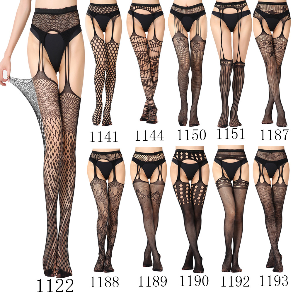 

European and American fun suspenders mesh stockings super elastic sexy suspenders pants women's slip resistant 2
