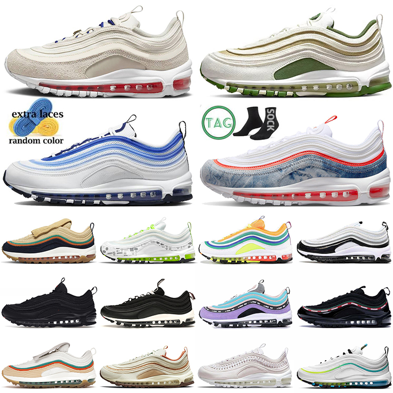 

Mens Women 97s Running Shoes Satan 97 Mschf Jesus Washed Denim Sean Wotherspoon Triple Offs White Sail Treeline Worldwide Pack Sneakers Trainers Sports, A#47 summer pack 36-40