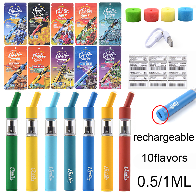 

E cigarettes JEETER Juice Rechargeable Disposables Vapes Pen 0.5ml 1.0ml Device Pods Kits empty Pod 180mah Vape Pens