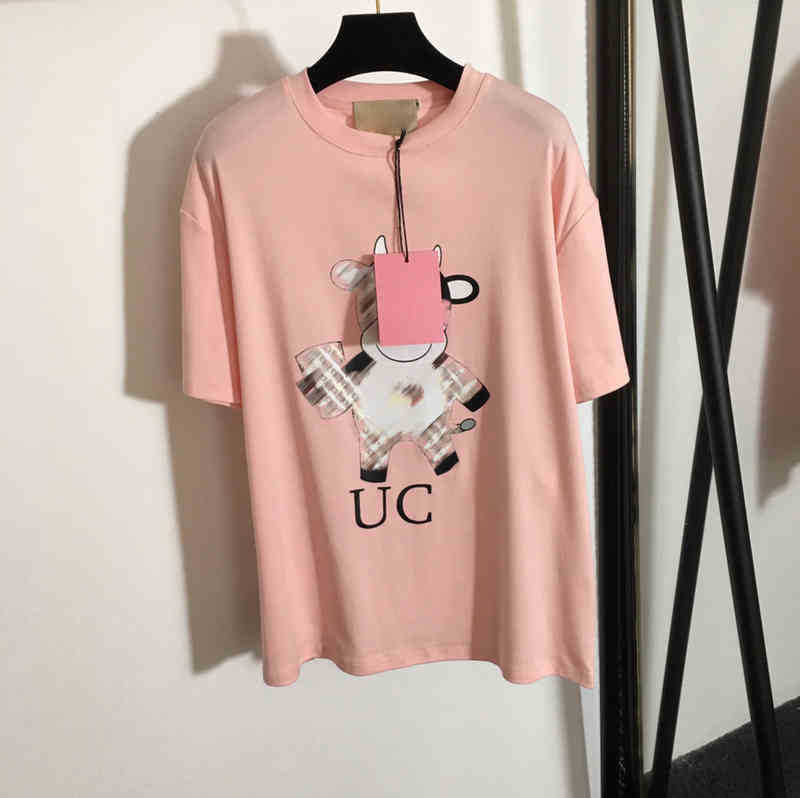 

Designer Womens T-Shirts G..ci Little Cow Cute Print Age-reducing All-match Short-sleeved Loose T-shirt Tops Luxury Sexy Brands Women Clothing 0912