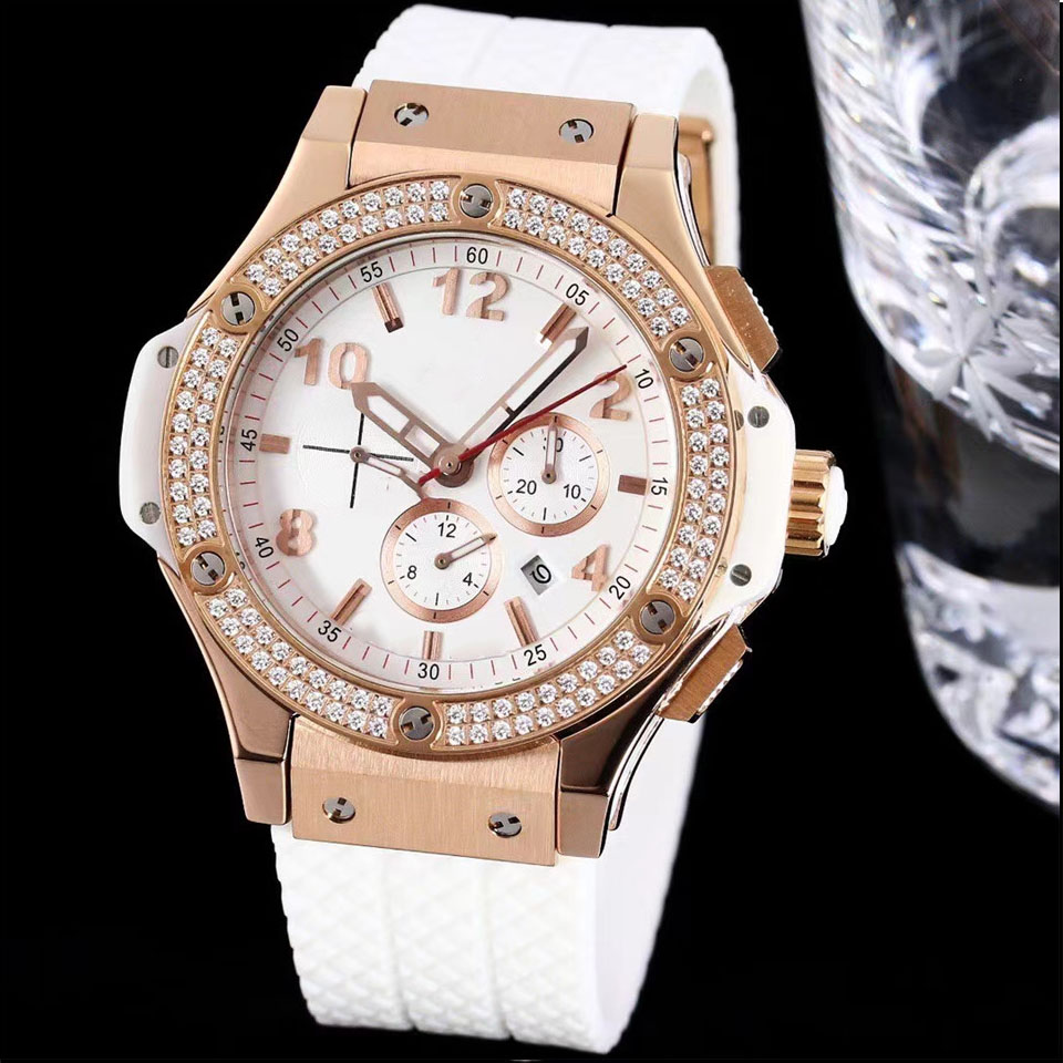 

Fashion luxury watch multi time zone calendar diamond classic style