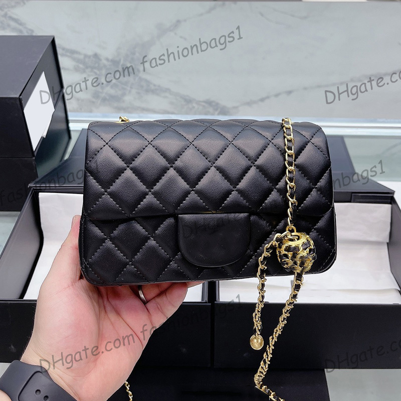 

CC Bags Luxury Brand Shoulder Bags Womens Classic Mini Mood Flap Sqaure Bags With Crush Hollow out Ball Gold Metal Matelasse Chain Crossbody, Box