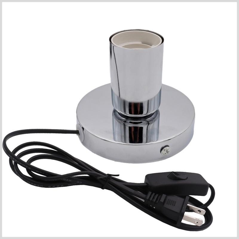 

Polished Metal Desktop Lamp Base 180cm Cord E27 E26 Base Holder with onoff Switch EU US Plug in Screw for Table