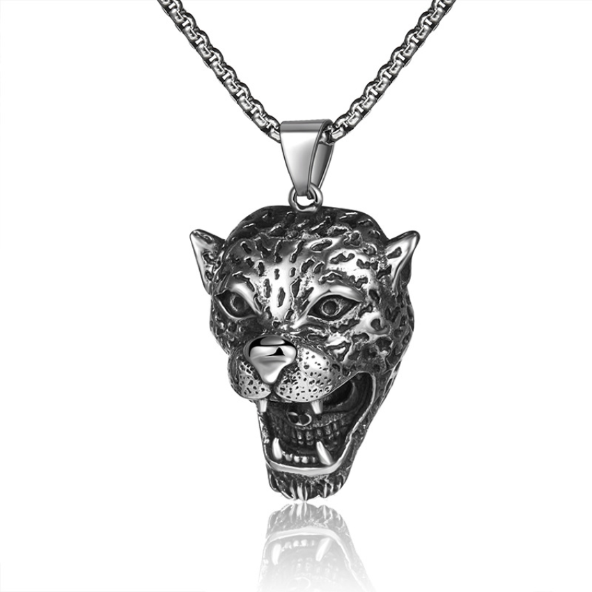 

Retro Animal Leopard Head Pendant Necklace Stainless Steel Celtic Necklace Chain for Men Women Fashion Fine Jewelry