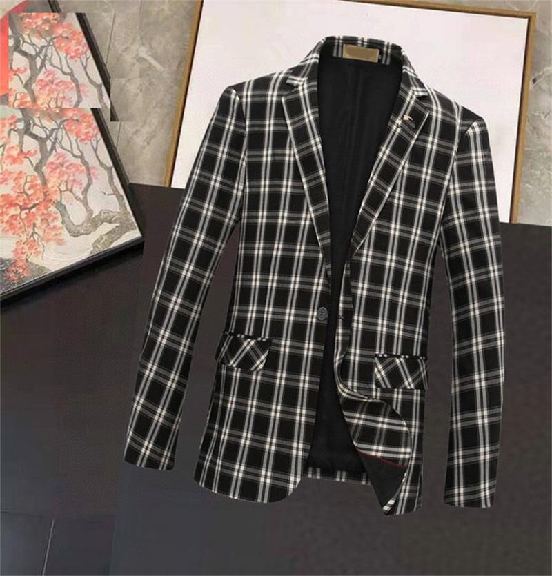 

2022Western clothing Blazers mix style 2021 designer autumn luxury mens outwear coat slim fit casual animal grid geometry patchwork print Male fashion dress suit, Brown