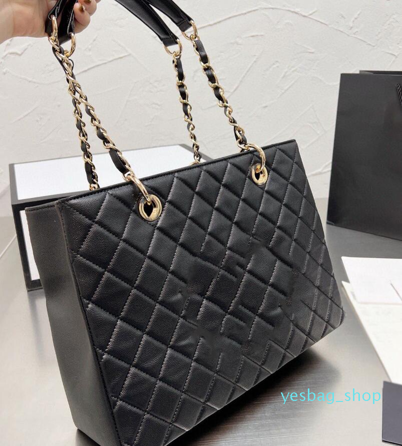 

22Ss Luxury GST Bags Top Caviar Calfskin Classic Quilted Plaid Metal Chain Shoulder Bag Designer Ladies Outdoor Regular Bag retro underarm Totes, Black silver chain
