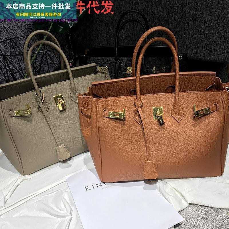 

Birkin Bags Litchi Pattern Buckle Handbag Women's One Shoulder Slanting Pu Jt57 Large Capacity Ayw Classical Larger, Linen blue medium (recommended size)