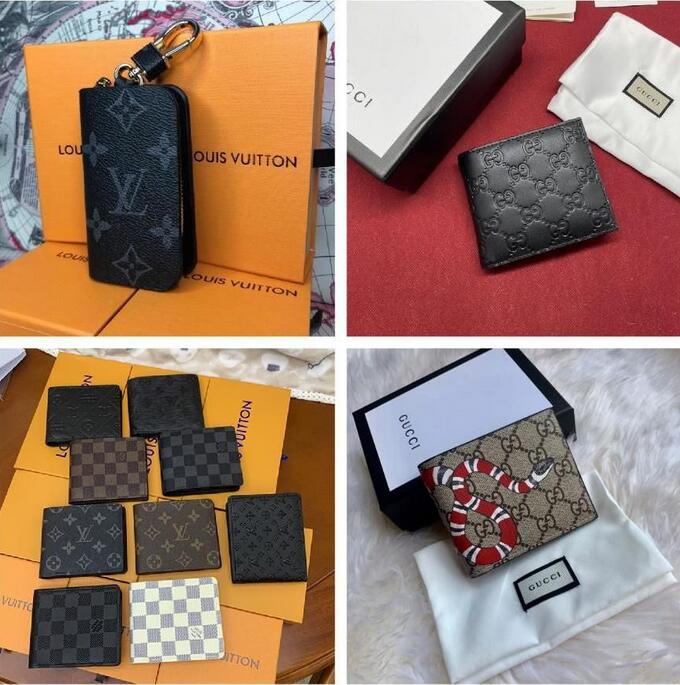 

5A Louis vuitton New lv Quality Designers Men genuine leather wallets flower card holder France Paris plaid style purse mens Clutch wallet gucci, A+