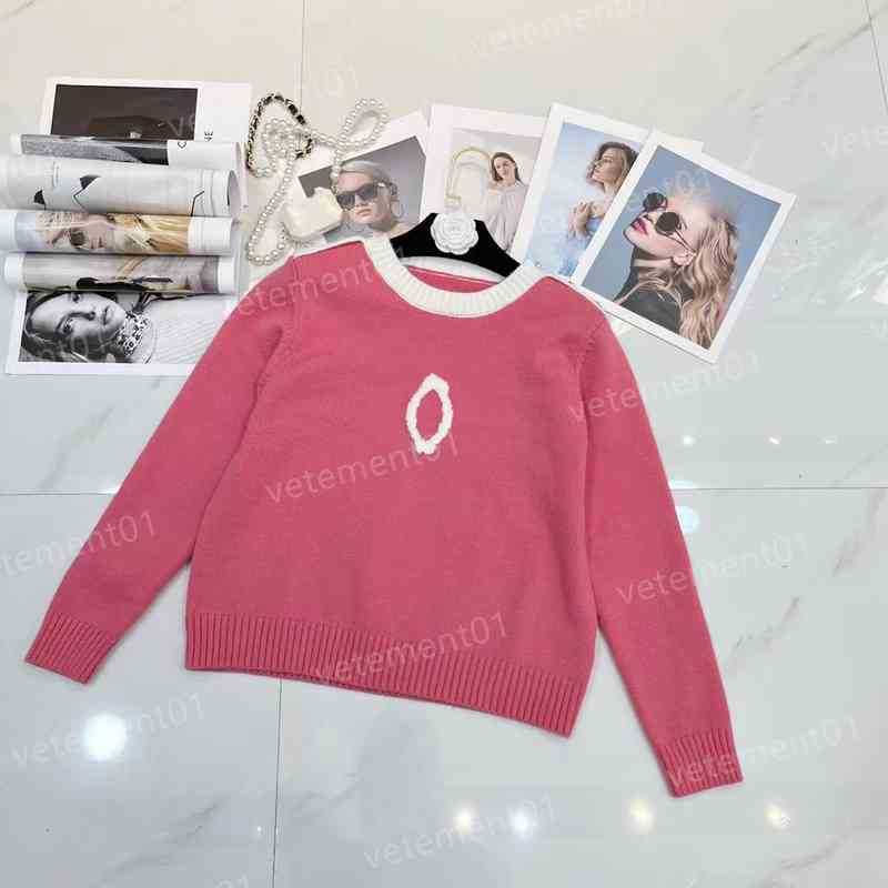 

Luxury Women Sweater Fashion Brand Chest Logo Print Pink Round Neck Long Sleeve T-Shirt Brand Designer Womens Sweaters Sandro
