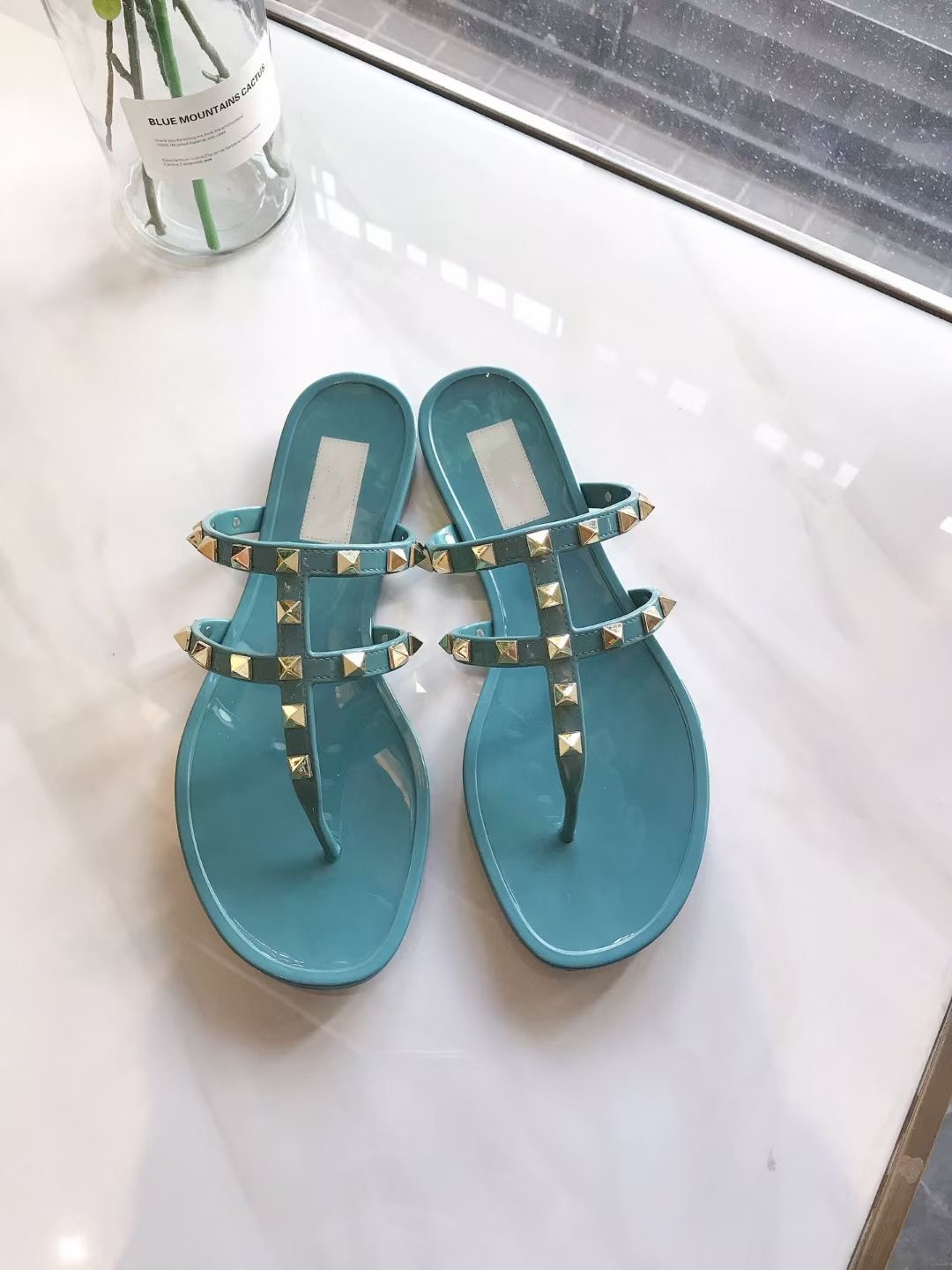 

2022 Women Slipper Designer Sandals Fashion Slipper Bow Slide Two Belts Black Beige Studded Sandal Summer Flip Flops With Box, With box + red dust bag