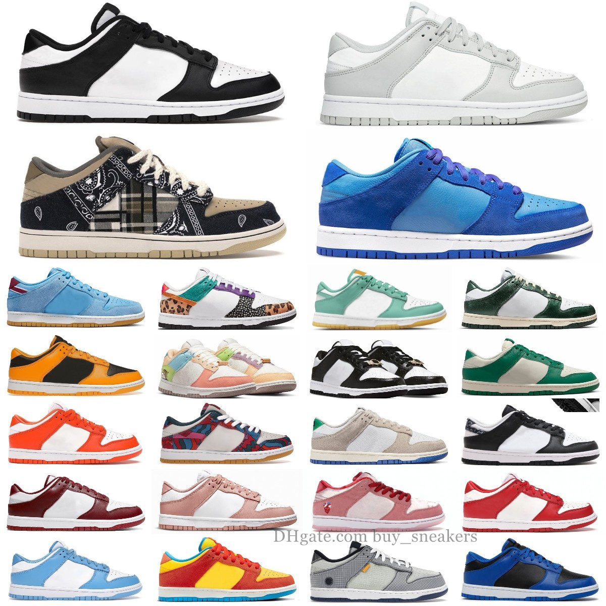

Running shoes Designer sneakers White Black Grey Fog panda Medium Olive UNC Valerian Blue Rose Whisper mens womens sports trainers sb low dunks dunksb Bart Simpson, Box