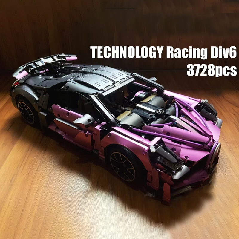 

Technicial Racing Car Block MOC T5004A Metal Plating Paint Bugatti Divo Static Vehicle Model 3728PCS Building Blocks Brick Toys Kids Birthday Gift Set