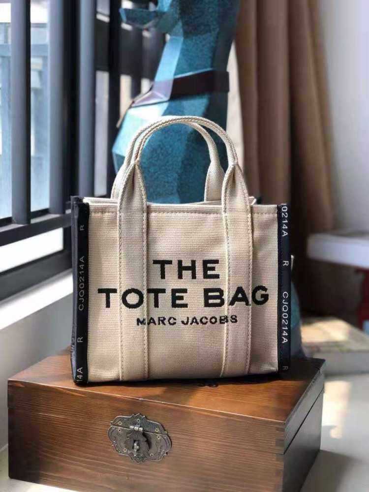 

Original Quality Tote Bag Marc's Jacob Designer bags Woman's Handbag Mj Spot Mini Jacquard Canvas Letter Shoulder Messenger Commuter, Beige large