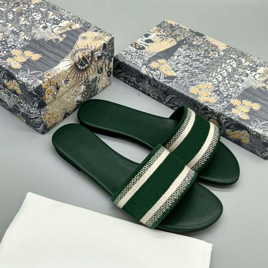 

Women Slipper Letter Embroidery Flat Sandals Designer Flat Slippers Luxury Leather Summer Fashion Beach Big Head Rainbow Letters with Box, 11
