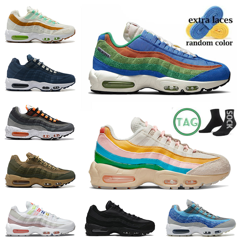 Top Fashion 95s Airmx Max Running Shoes Women Mens Amax 2023 Cushion 95 Triple Black White Track Red Dark Army Midnight Navy Wolf Grey Laser Fuch