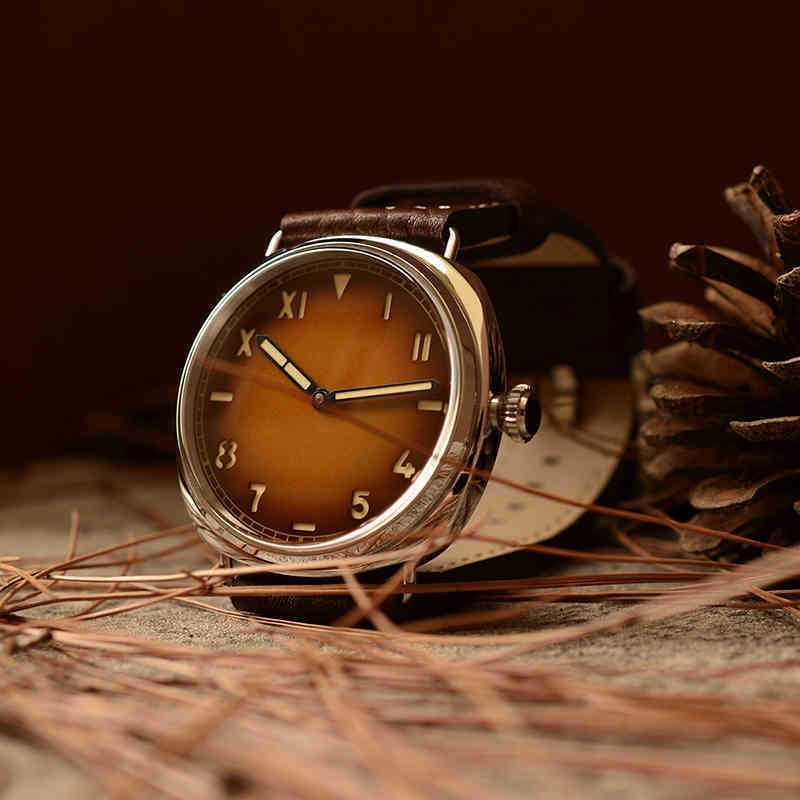 

Style Luminous Italian Men Waterproof Watch Sand Dial Black Military St3600 Retro Manual 100m Wristwatch Winding California Naqz