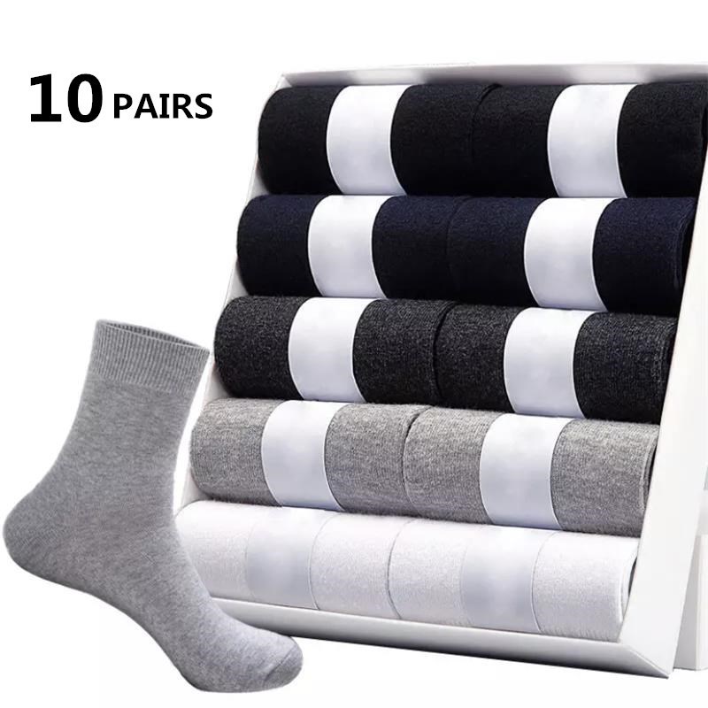 Mens Socks 10pairs Polyester Cotton Middle Tube Summer Thin Solid Color Breathable Business Men Drop 221130
