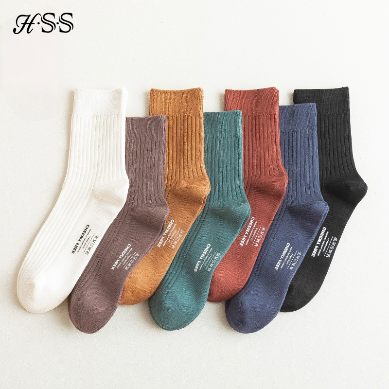 Mens Socks HSS 98% Pure Cotton Business Dress Long Spring Winter Warm Male High Quality Happy Colorful For Man Gift 221130