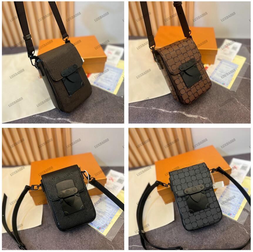 

S-Lock Vertical Wearable Wallet Mini Men's Shoulder Bag Monograms Leather Pouch Message Bag For Men Purse, 01