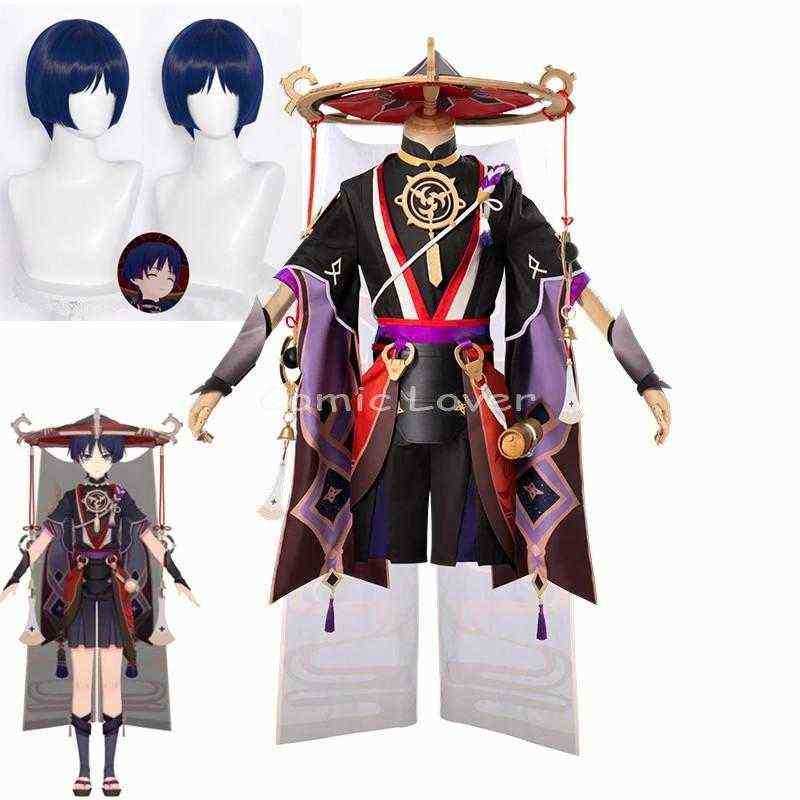 Genshin Impact Scaramouche Cosplay Costumes jeu costume Batlle tenue uniforme perruque Halloween robe de fête nouveau J220712 J220713