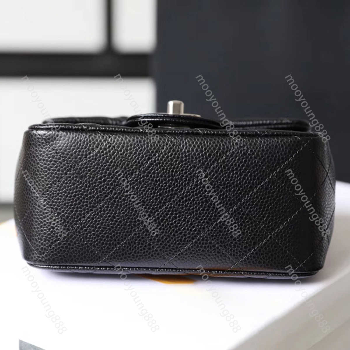 

10A Top Tier Quality Luxury Designer Mini Square Flap Bag Real Leather Caviar Lambskin Classic Black Purse Quilted Hangbags C, Upload pics to contact us