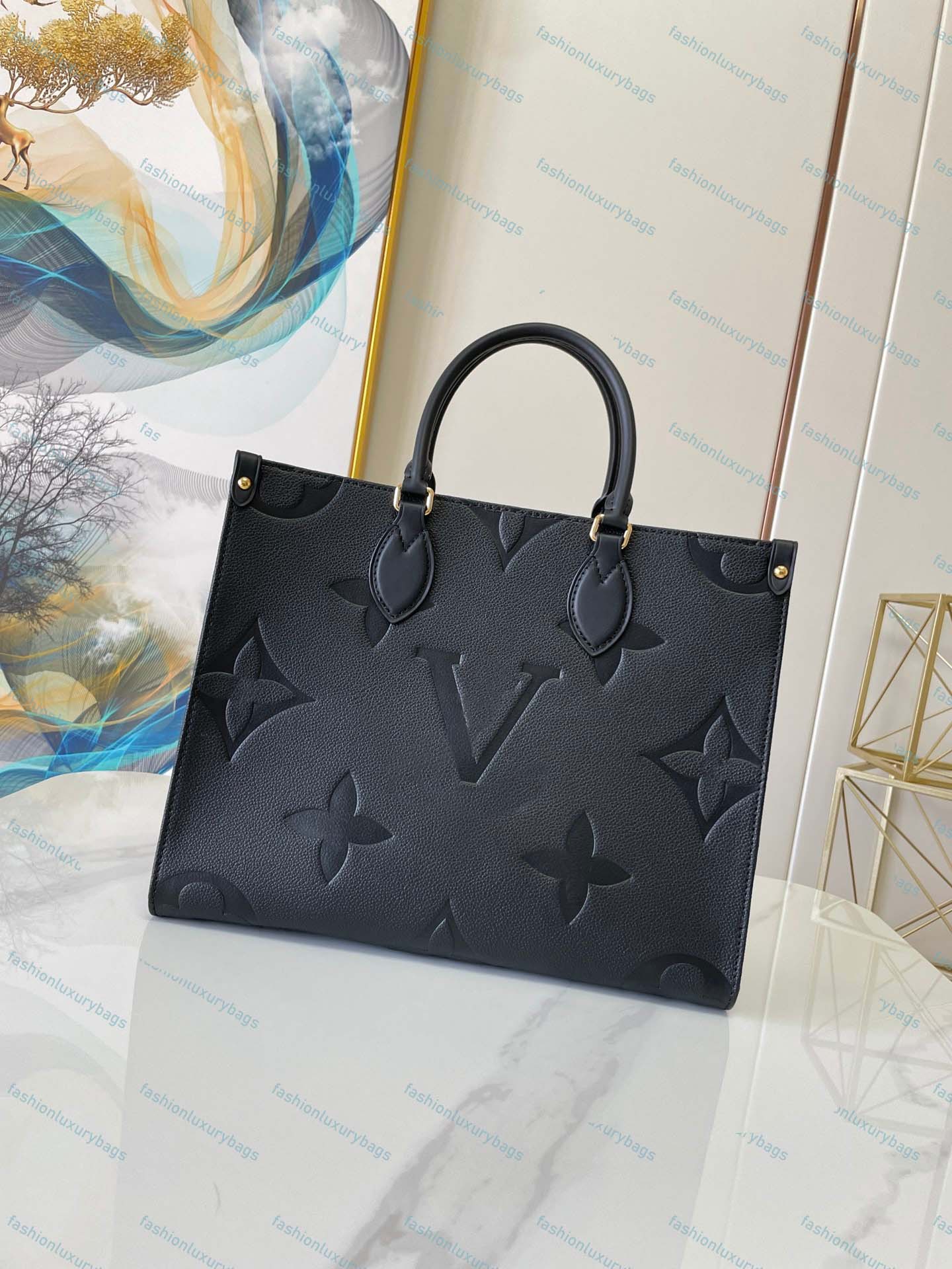

Designer Bags Women Bag Handbags Embossed Flower Monograms ONTHEGO GM MM Louiseitys Lvs Womens Handbag viutonity Purse Tote Shoulder Female backpack ON THE GO, Brown leopard print