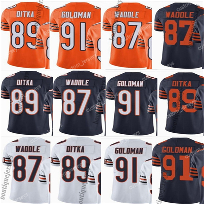 

custom Chicago''Bears''Player 87 Tom Waddle 89 Mike Ditka 91 Eddie Goldman Vapor Untouchable Limited Rush''NFL''Elite Football Jerseys