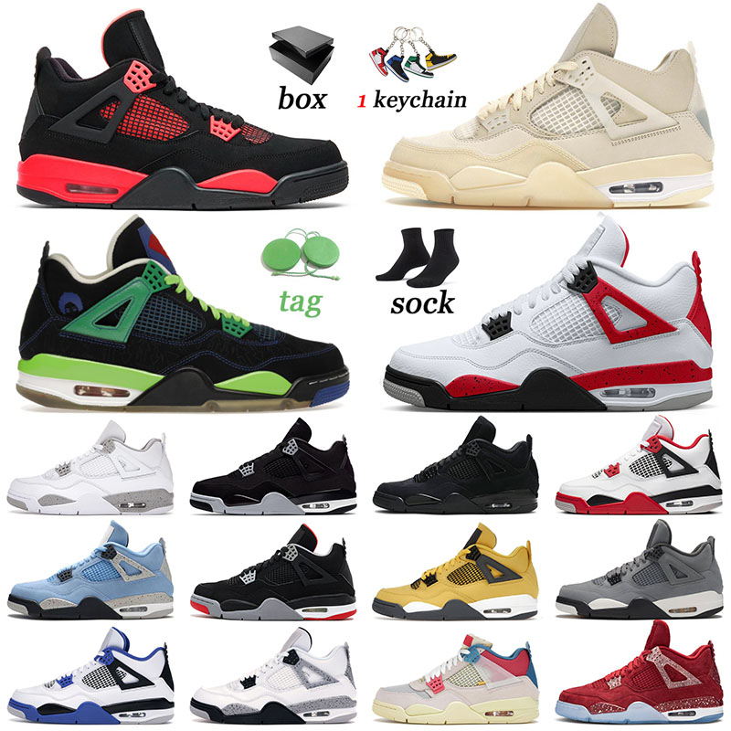 

With Box Jumpman Jordens 4 Basketballs shoe Jorda 4 Mens Womens Sail Midnight Navy Red Thunder 4 New Black Cat White Cement Cool Grey Red Cement Sports Sneakers, 40-47 taupe haze