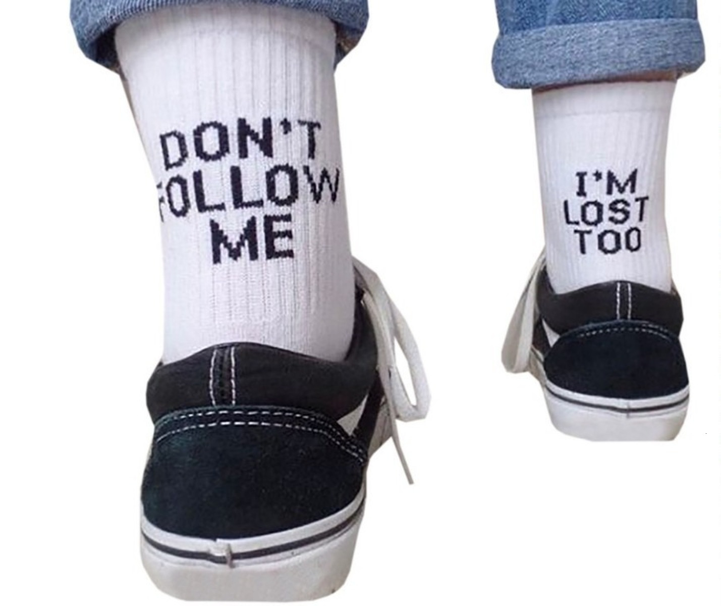 

Mens Socks Explosive DONT FOLLOW ME I AM LOST TOO Cotton Man Maele Sox Letters Casual Funny Style Sale 221130