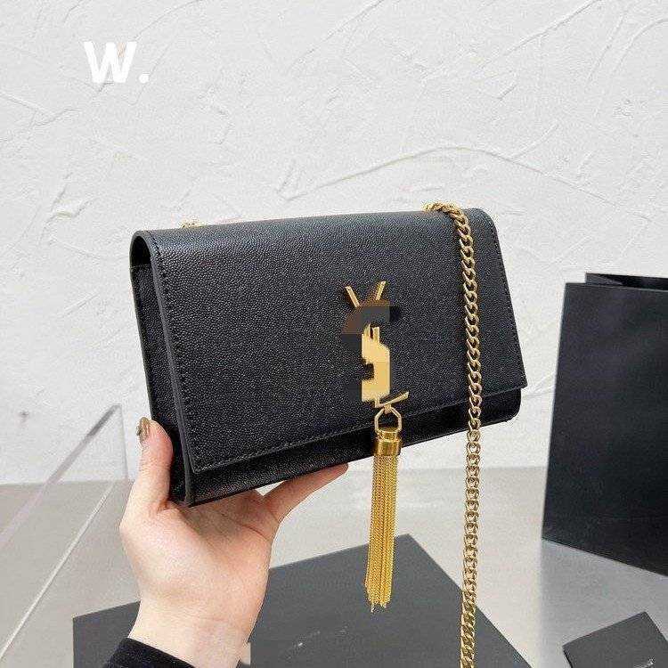 

handbag paris designer brand luxury chain tassel shoulder bag siant lourent manhattan niki womens trendy leather retro versatile lady purse q41k, White