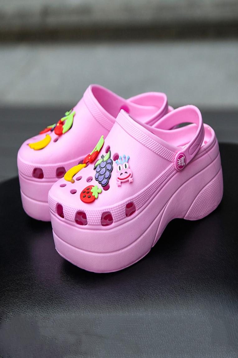 

PULOMIES Summer Women Slippers Platform Clogs Outdoor Garden Shoes Female Pool Sandals Bathroom Flip Flops Mules Beach Slippers LJ2901541, Rose red