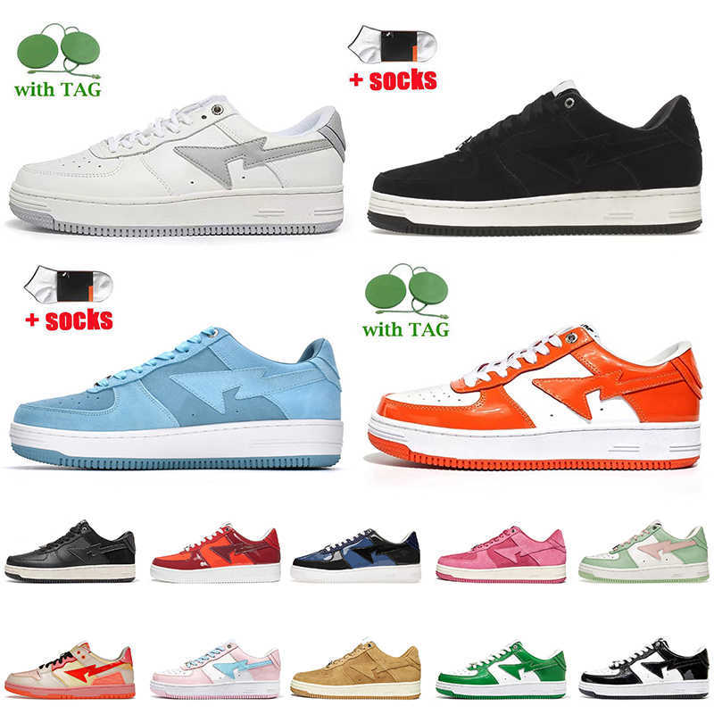 

New Fashion Platform Casual Shoes For Women Mens A Bathing Bapesta SK8 Sneakers Bapestas White Black Blue Suede Orange Wheat Red Color Camo, D2 sk8 sta beige 36-45