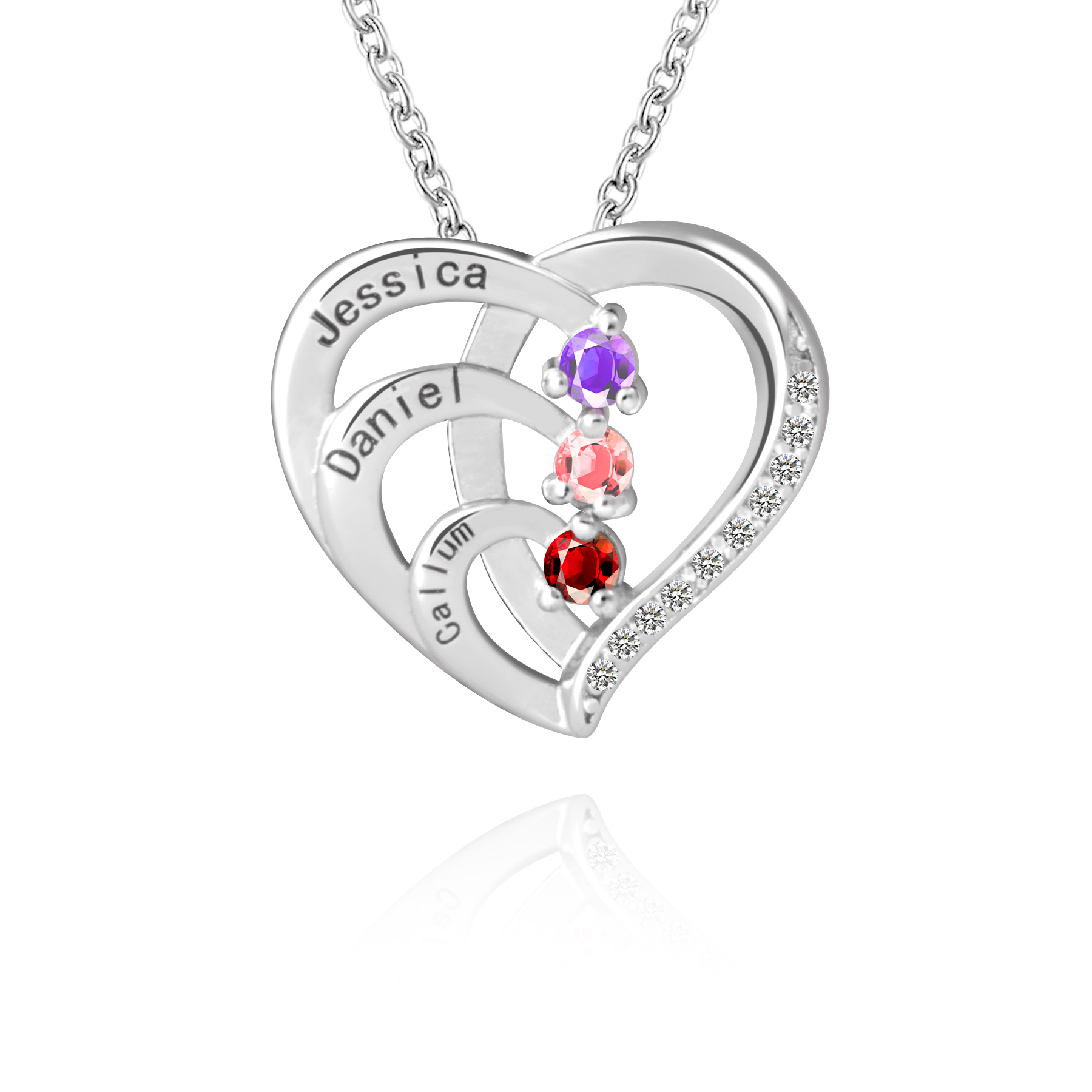 

Custom 3 birthstones and custom name jewelry necklace The perfect gift for women