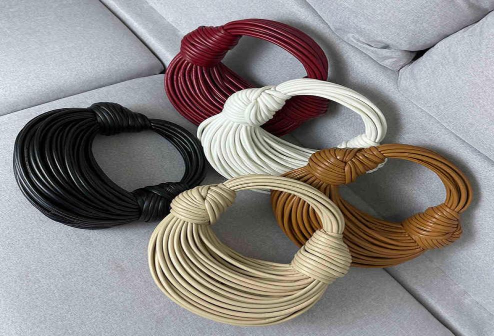 

2022 Fashion Designer Brand Luxury Women Bag Hobos Style Lady039s Handbag DOUBLE KNOT Striped Leather Quality1597066, Plum