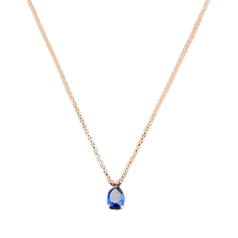 

Ocean Blue Heart Forever Pendant Necklace Design Elegant Delicate Love Zircon Clavicle Necklace Women Jewelry Party Gift