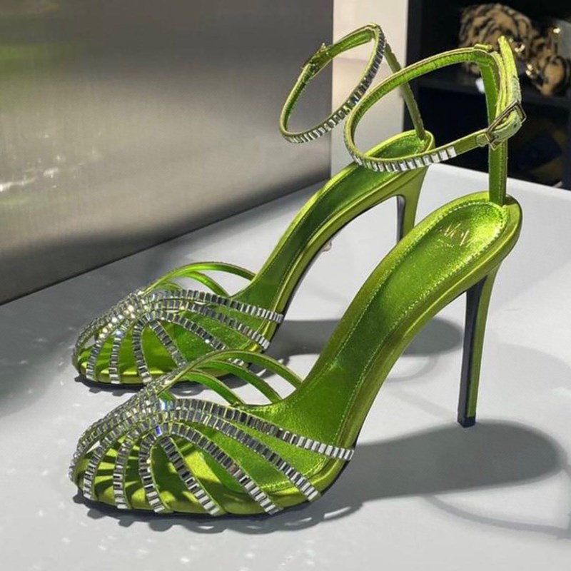 

Alevi Milano high-heeled Sandals crystal-encrusted strap spool designers party Dress shoewomen's 11CM luxury street style shoes factory footwear 35--41size, Customizebox