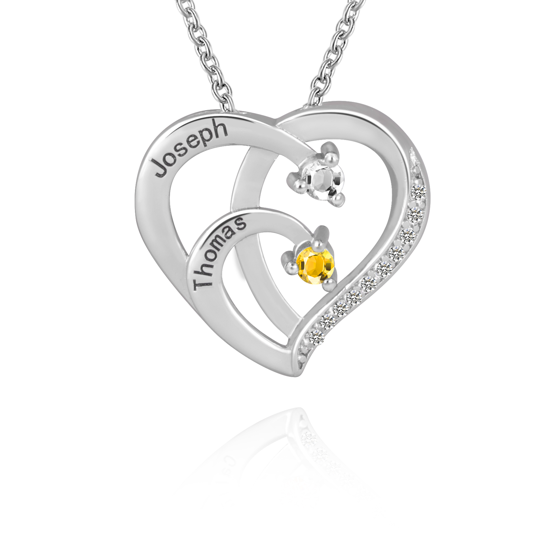 

Customized 2 birthday stones and 2 name jewelry necklace Perfect gift for women