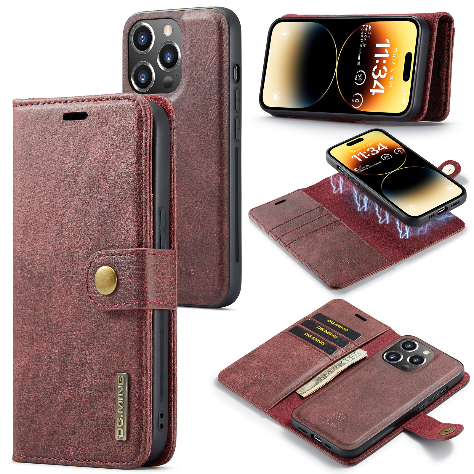 

Cell Phone Case For Samsung S23 S22 Ultra A52 Magnetic Split Body Detachable Leather Wallet Note20 Ultra Z Fold3 A21S A51 A 71 4G Pixel 7 Pro Cowhide flip cover Cases, Red