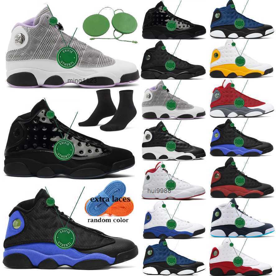 

2023 mens womens jordens 13 maxs high Basketball shoes 13 Houndstooth Black Cat Cap And Gown Bred Sneakers Hyper Royal Red History Of Flig OG designer shoes, Color # 3