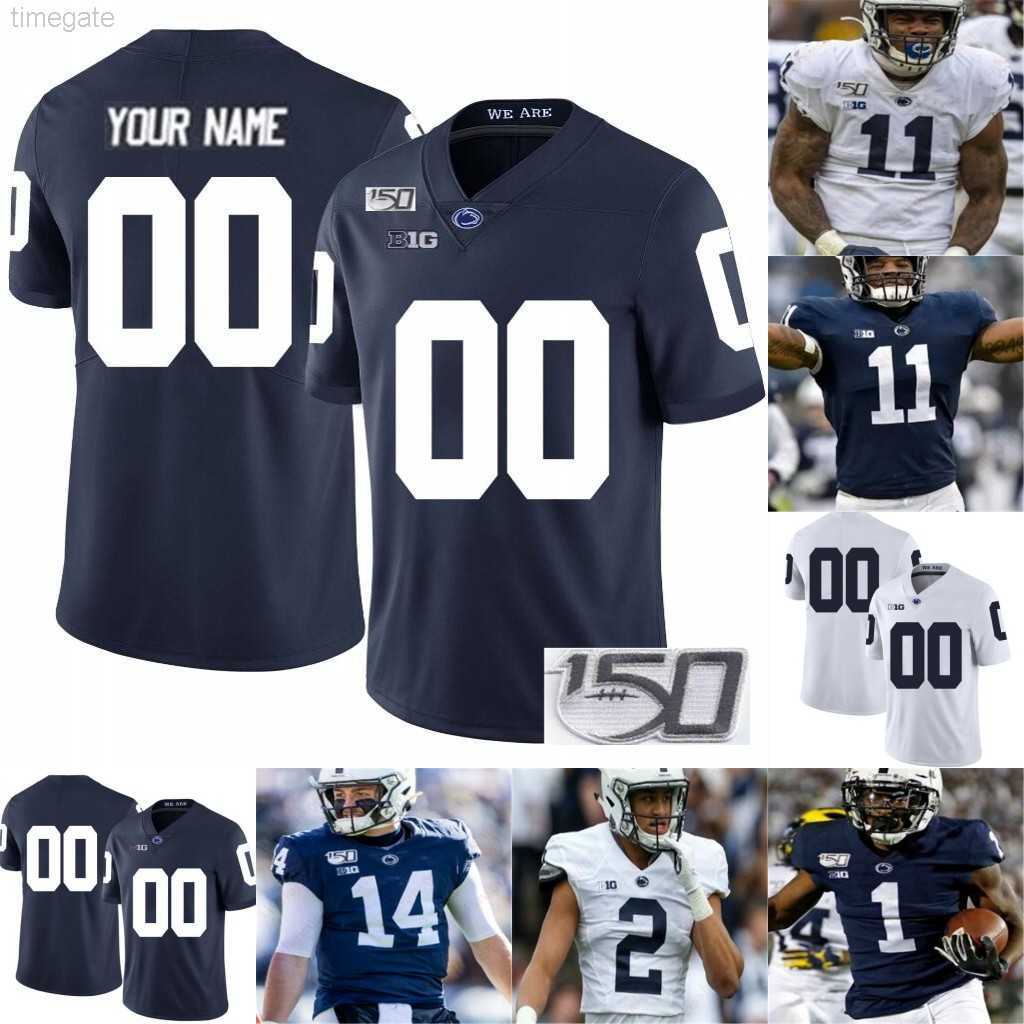 

American College Football Wear Custom Penn State Nittany Lions Marcus Allen Football Jerseys Trace McSorley Micah Parson Saquon Barkley PSU Jersey Youth men, Blue no name with 150th patch