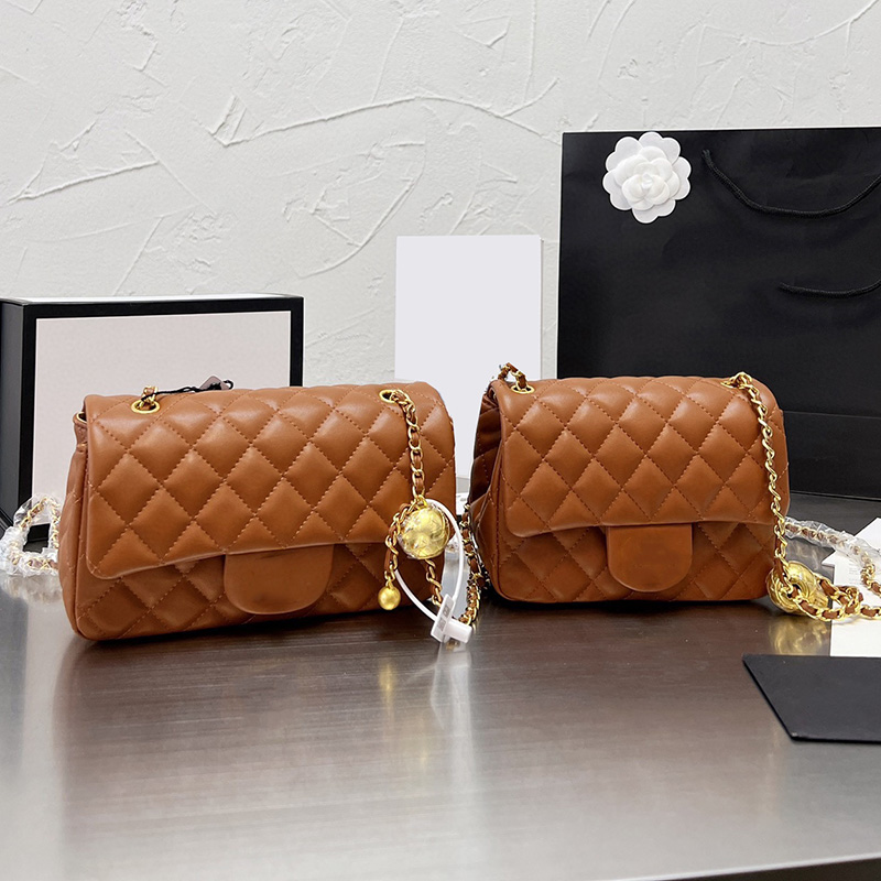 

Womens Designer Classic Mini Flap Quilted Bags Lambskin Gold Crush Ball Metal Matelasse Chain Crossbody Shoulder Purse Designer Handbags With Back Pouch 17CM/20CM, Box